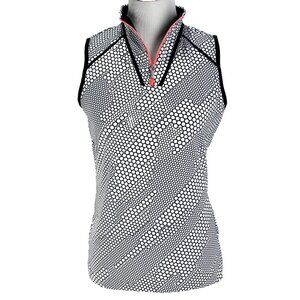 Tail Sleeveless Top Womens Size M Black White Print 1/4 Zip Golf Tennis
